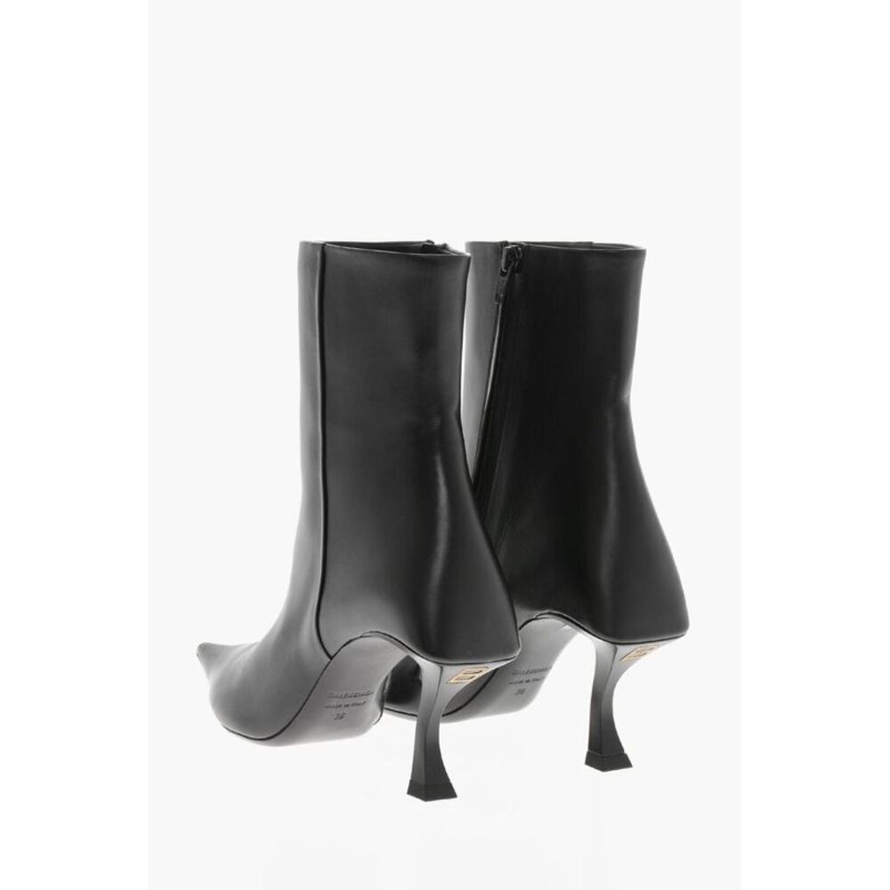 Leather Ankle Boots HOURG With 7cm Curved Heel - Picture 3 of 5